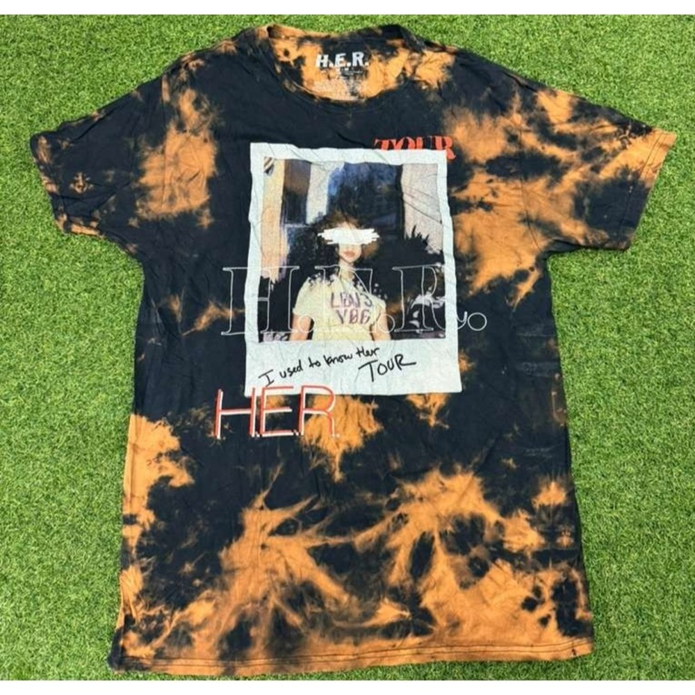 H.E.R. I Used To Know Her Tour T-Shirt Womens Medium Black Brown Tie Dye Graphic